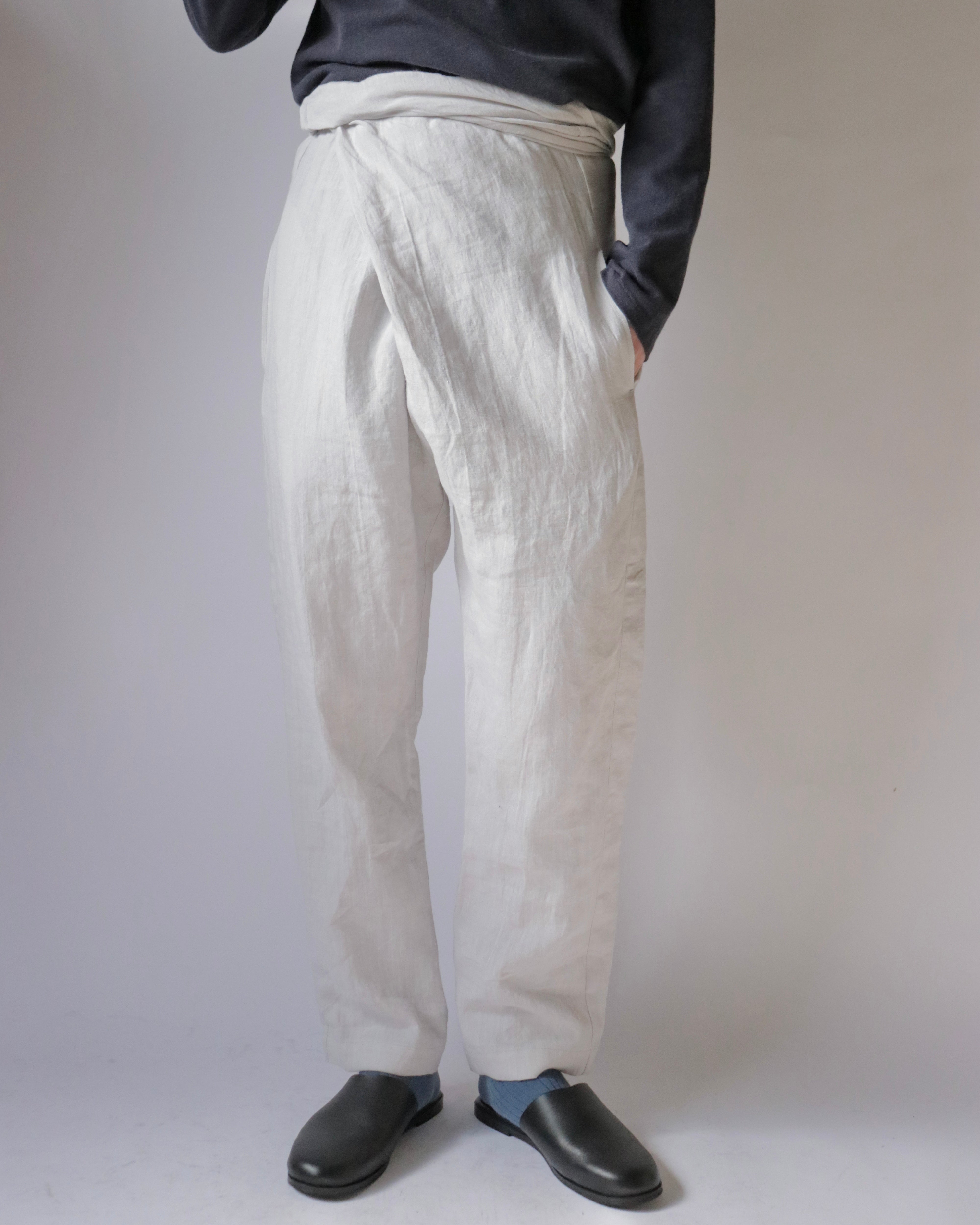 Linen sheeting wrapped pants