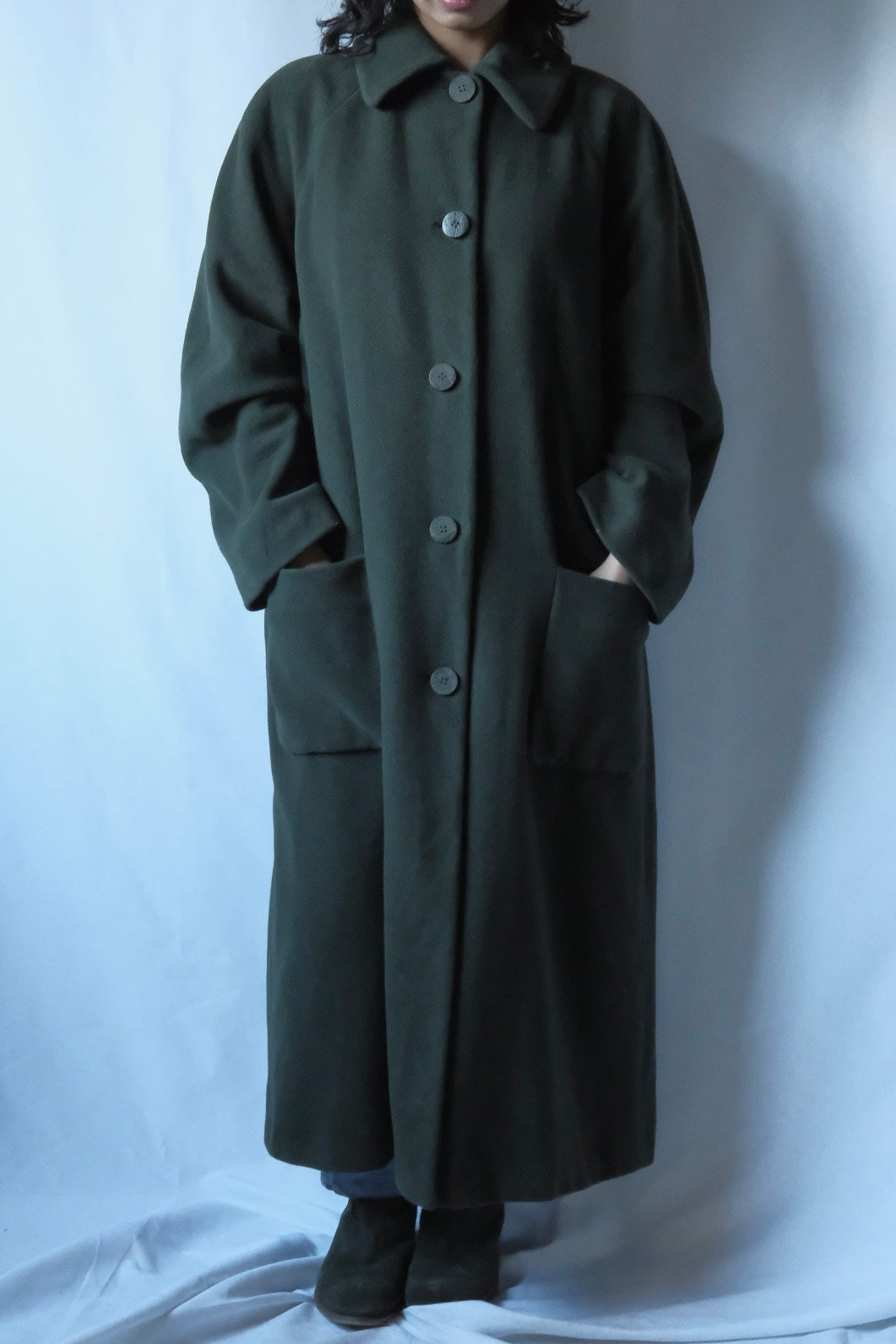 Krizia poi Olive green stand colar coat