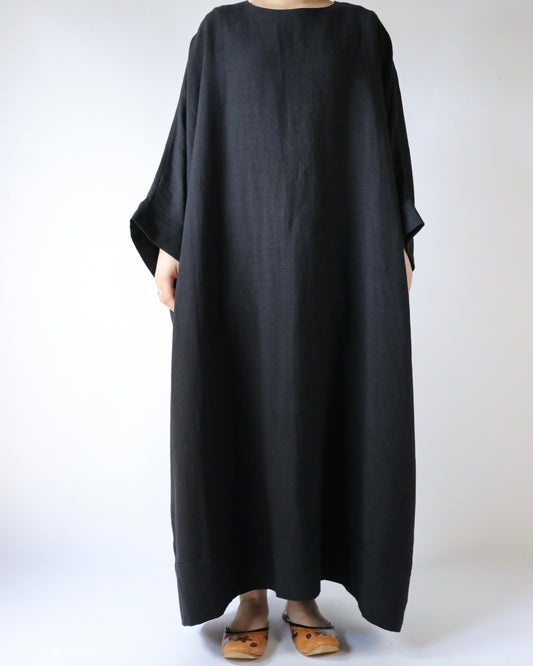 Old linen viscose canvas dolman sleeve dress