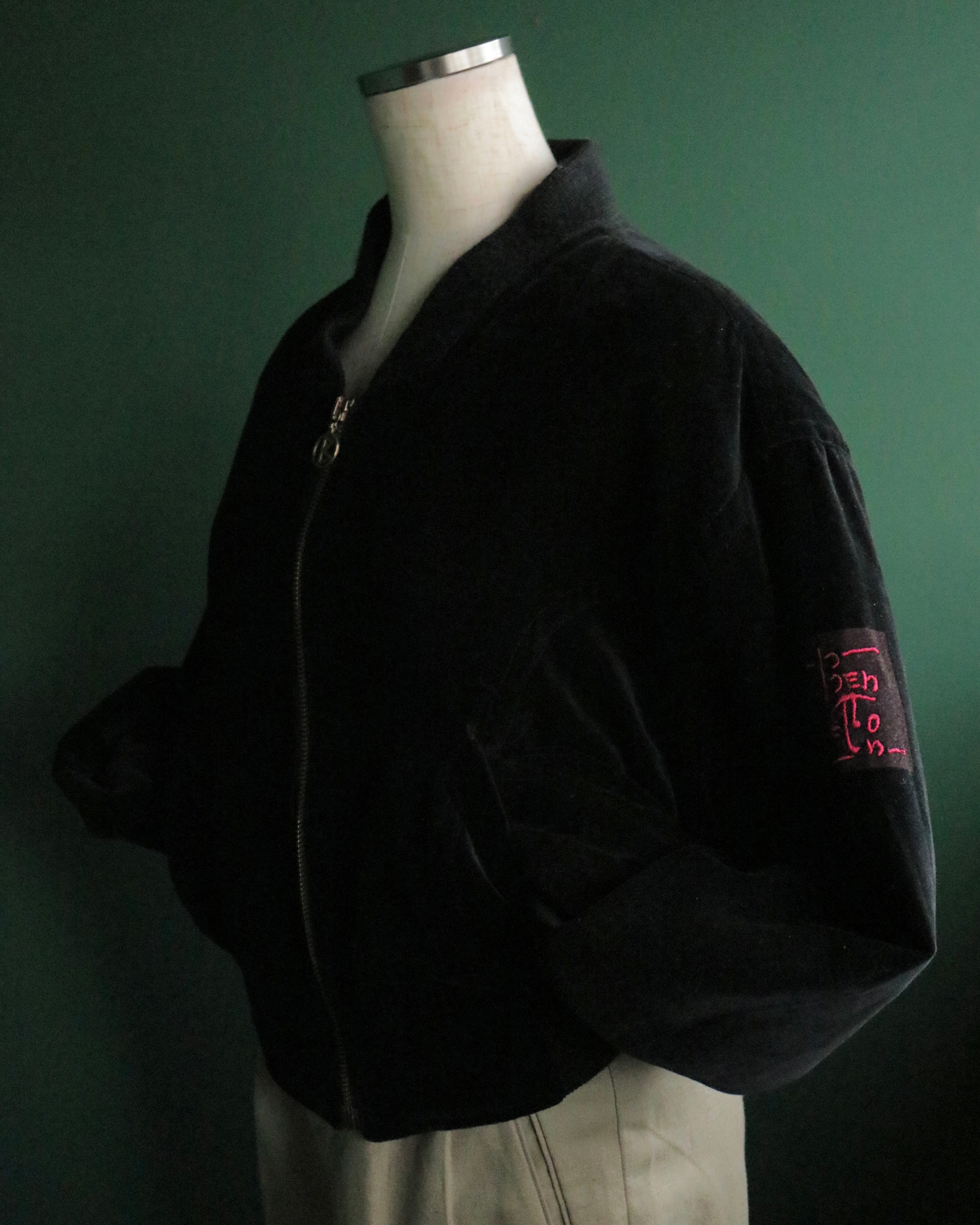 90s benetton velvet bomber jacket