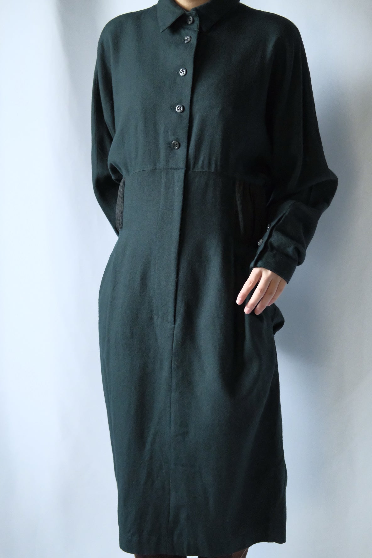 80-90s Byblos Green wool shirt one-piece