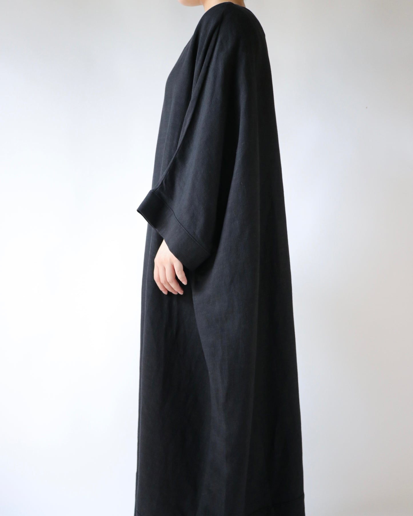 Old linen viscose canvas dolman sleeve dress