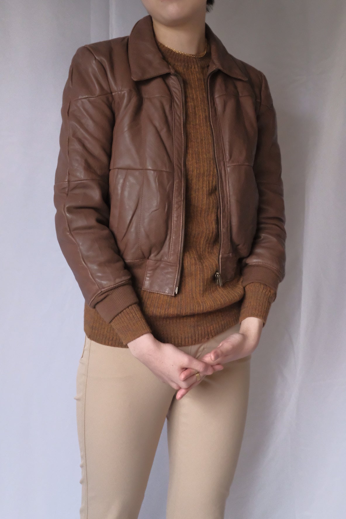 70s Real leather short blouson