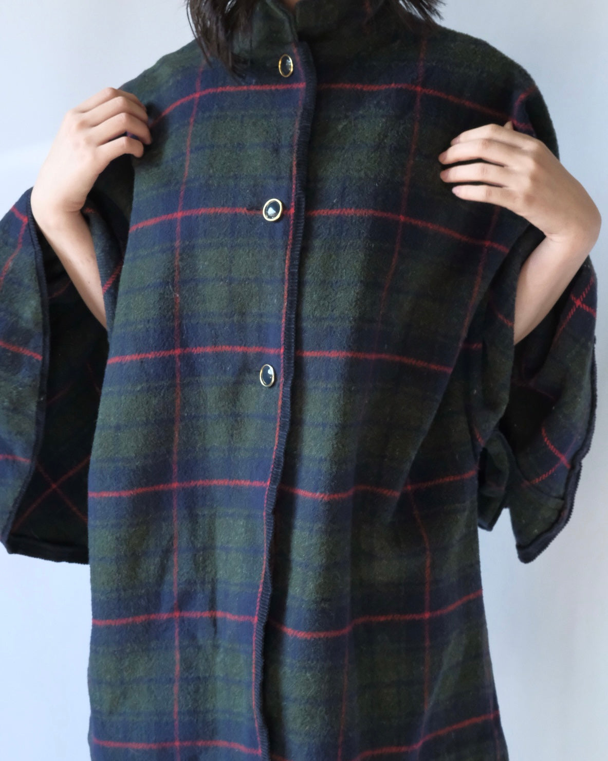 "CONFEZIONI" fossombrone Italian check poncho