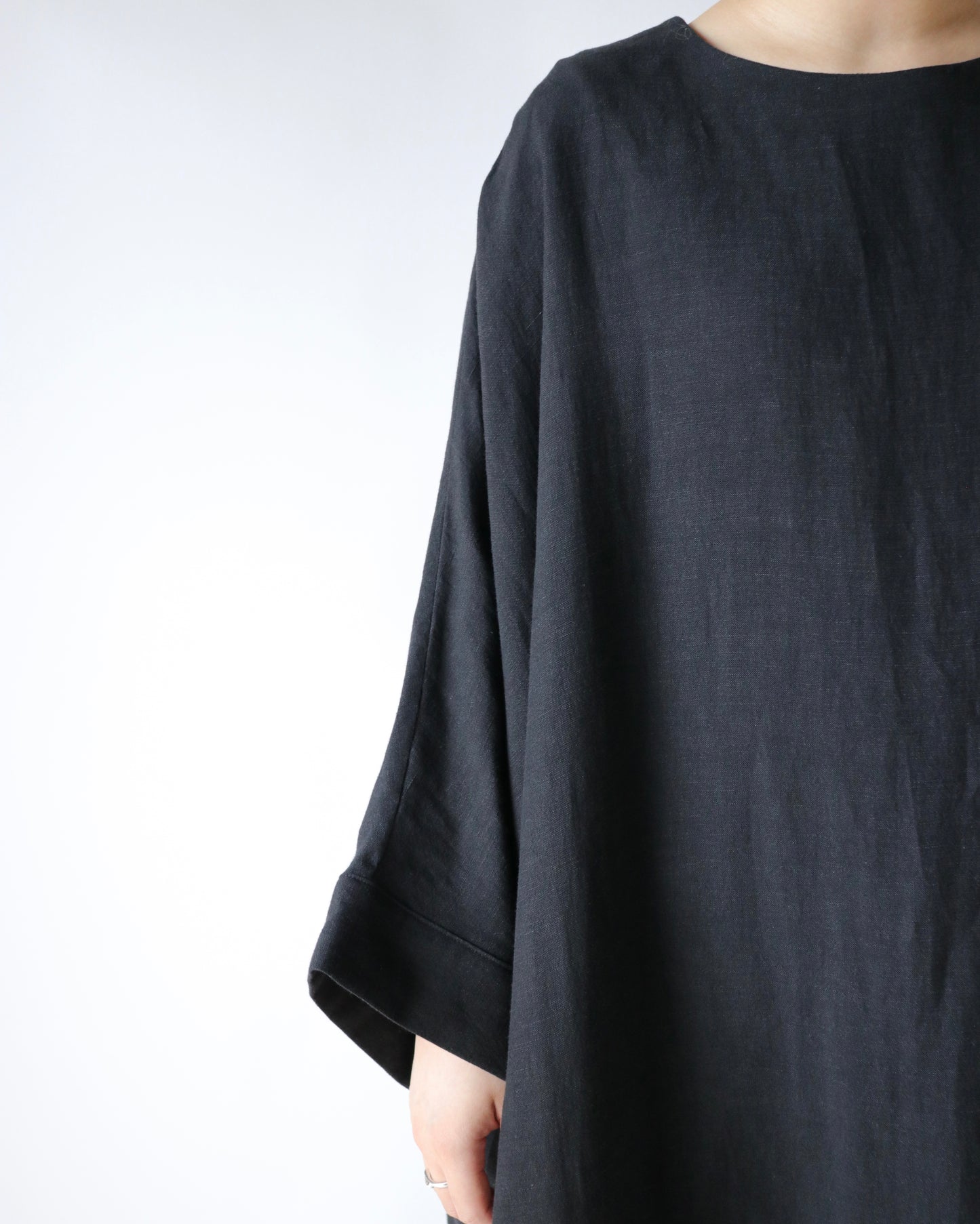 Old linen viscose canvas dolman sleeve dress
