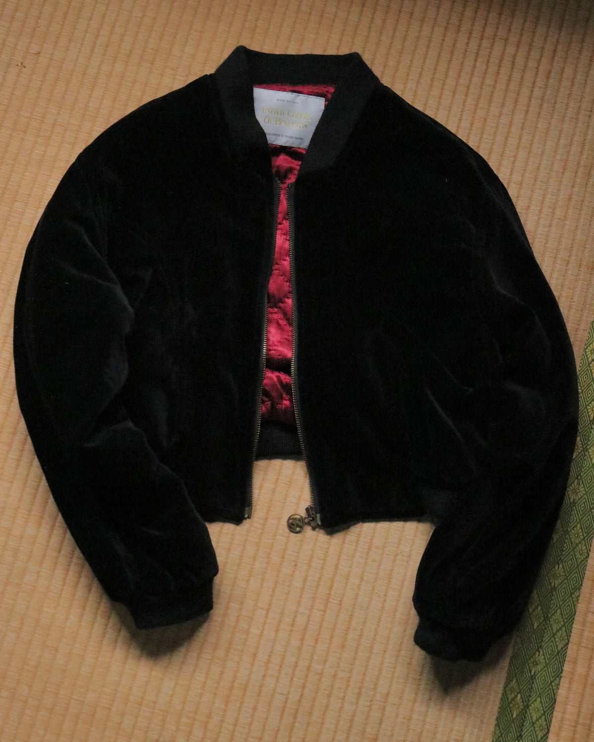 90s benetton velvet bomber jacket