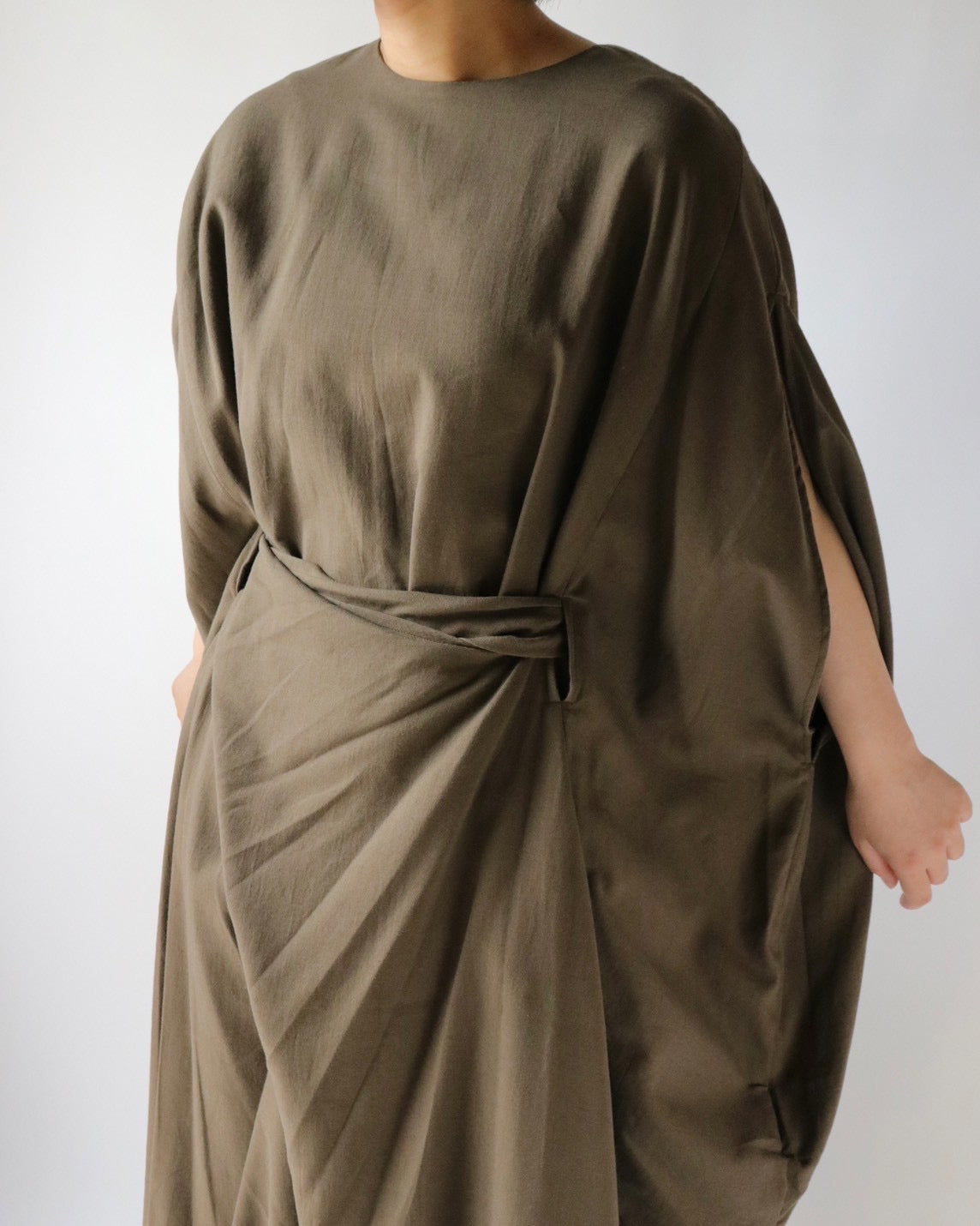 Cotton cashmere circle wrapped dress