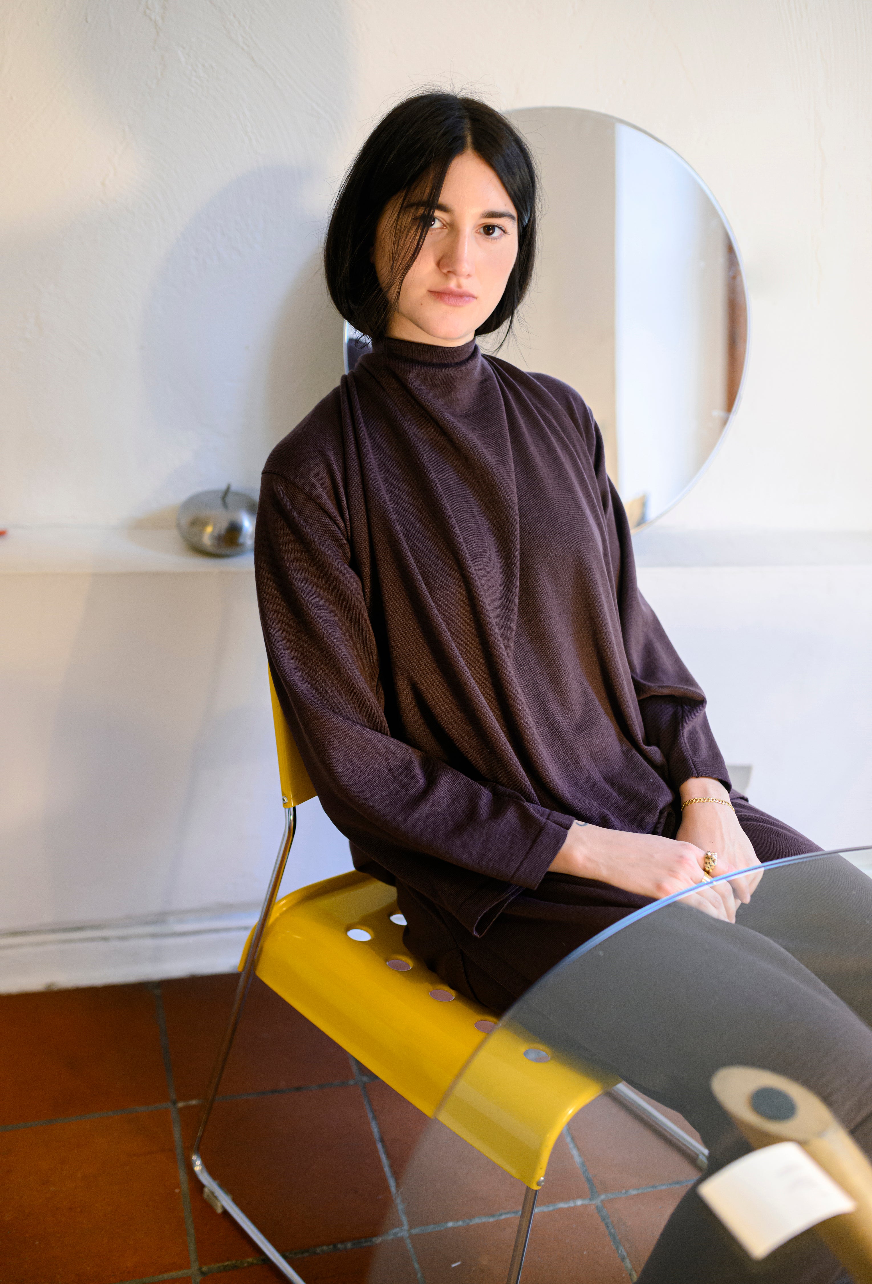 E RT N°45 Merino boat-neck dress