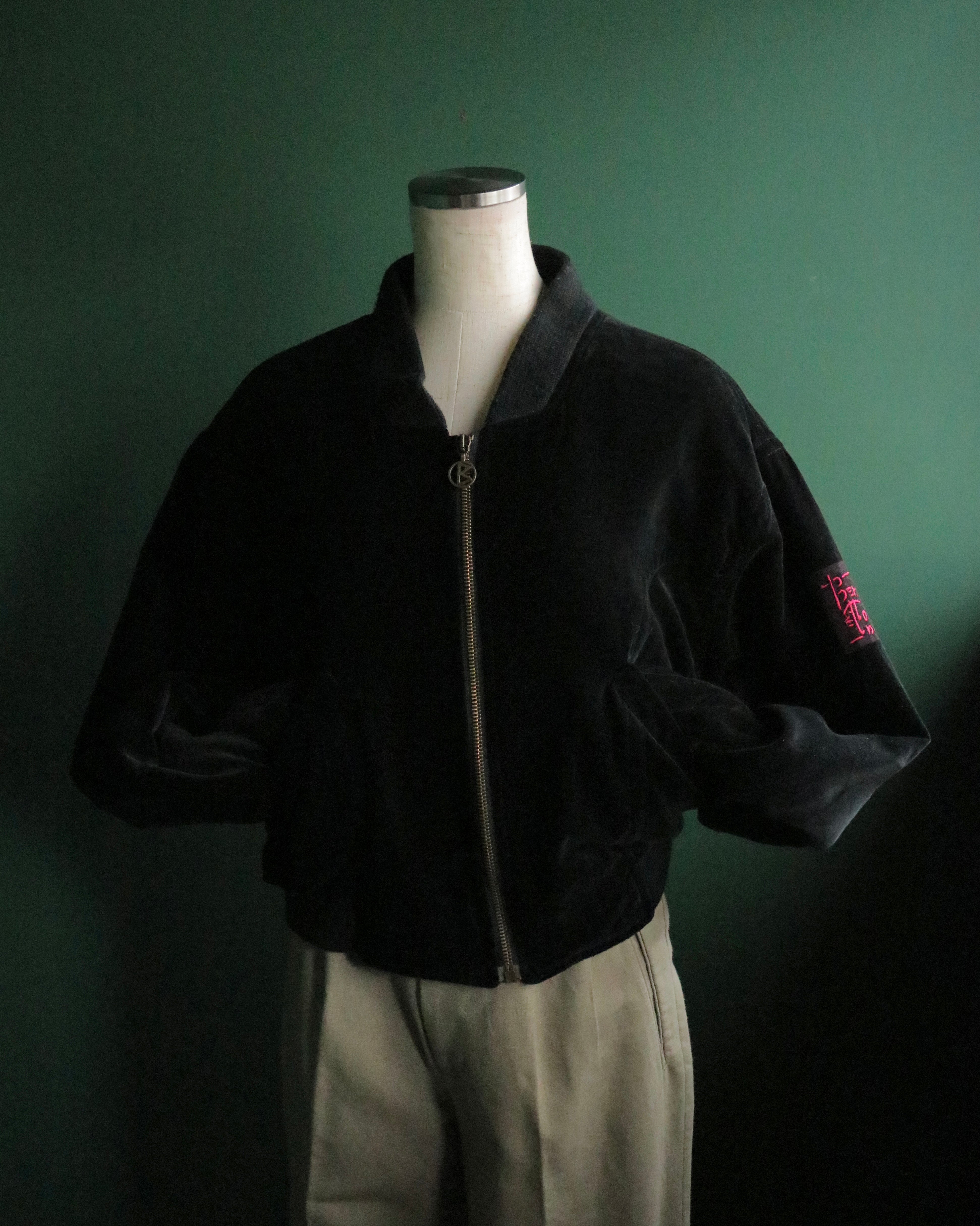 90s benetton velvet bomber jacket