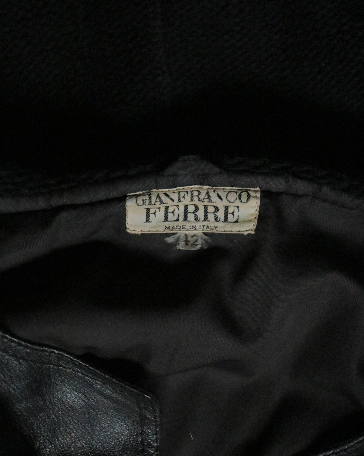GIANFRANCO FERRE leather layered sleeve hooded knit jacket