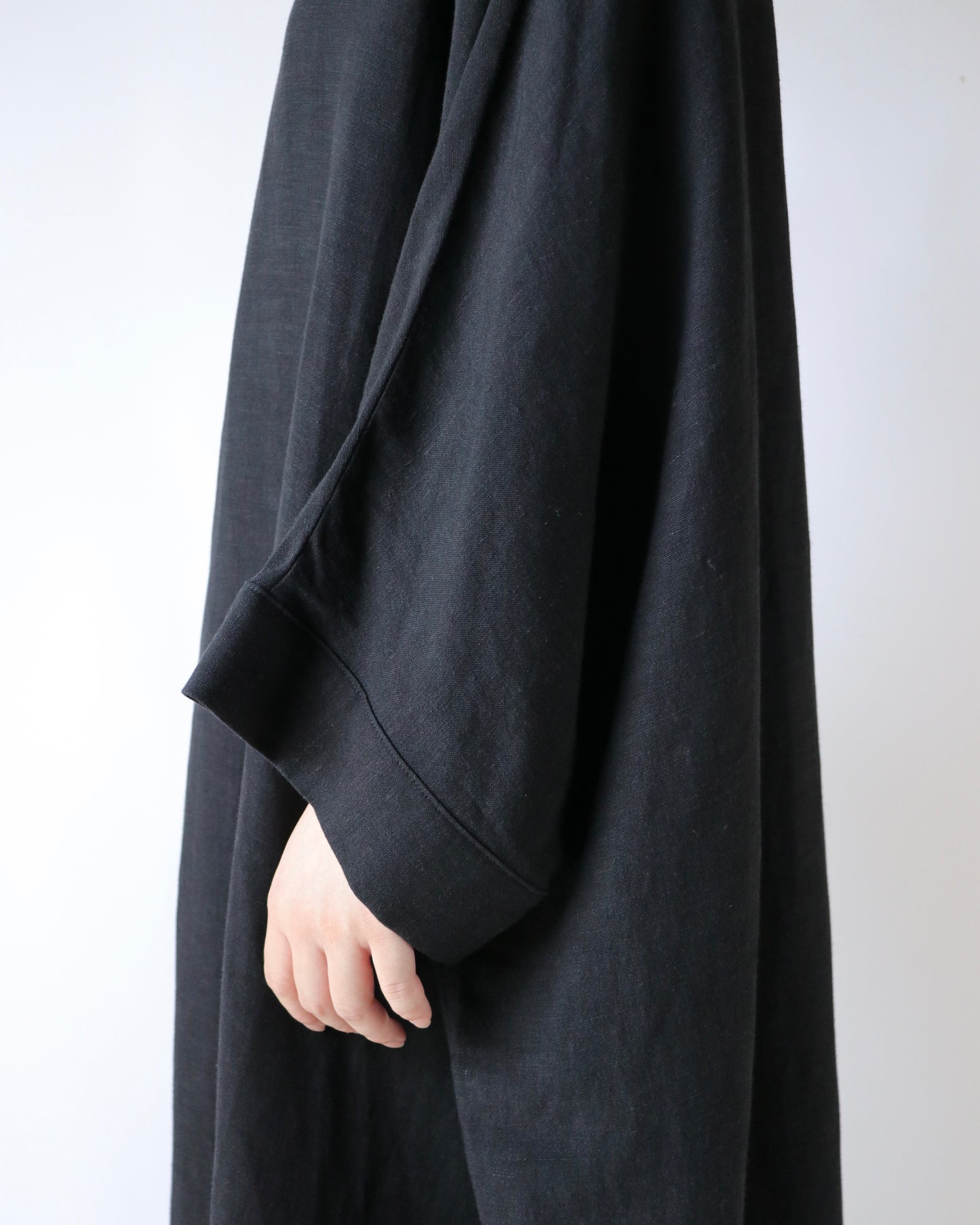 Old linen viscose canvas dolman sleeve dress
